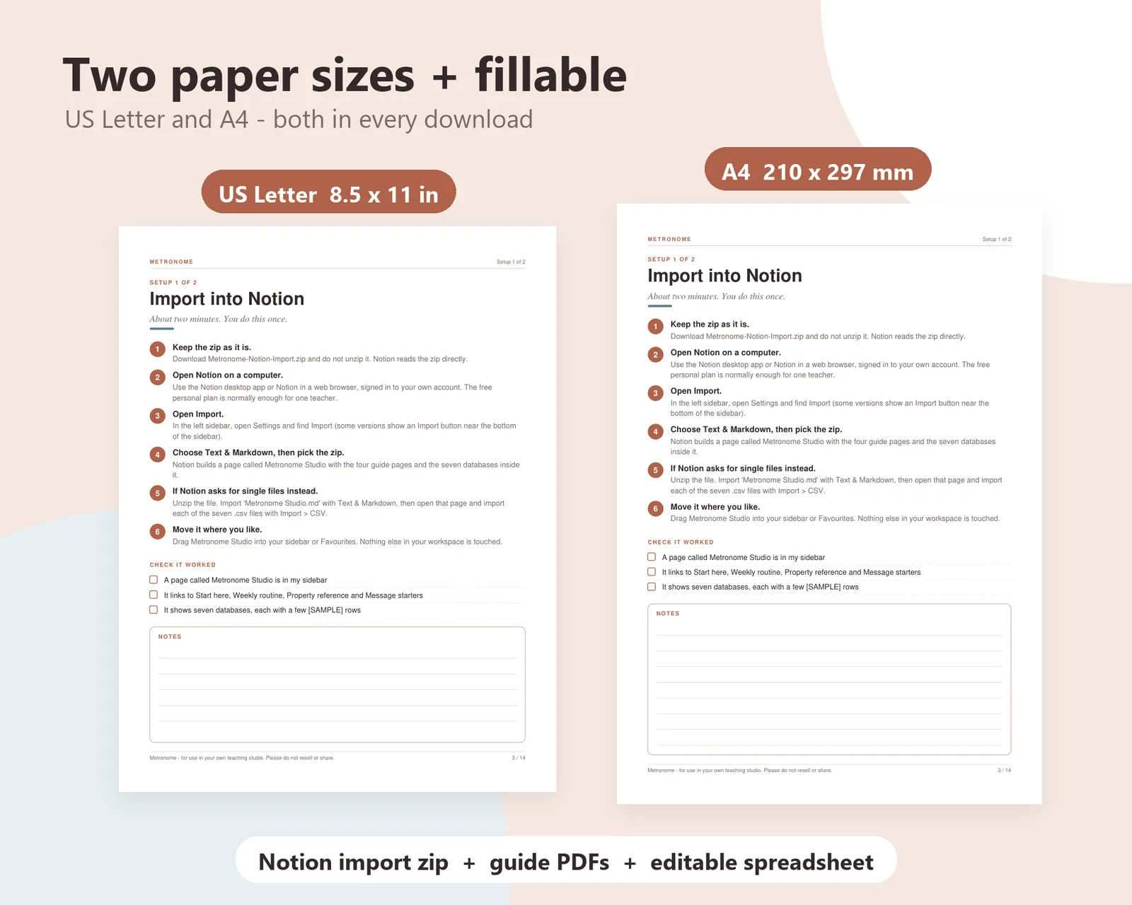 The printable guide, US Letter and A4